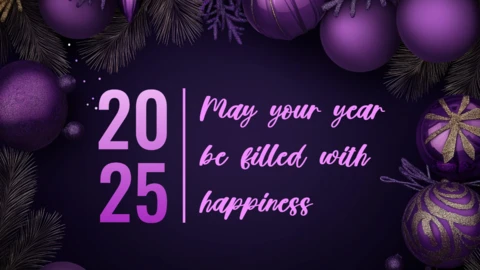 Happy New Year Purple Greeting Card Design Template
