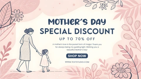 Mother's Day Floral Design Template for Special Discounts – Editable and Charming
