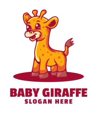 Modelo de design de logotipo de girafa bebê