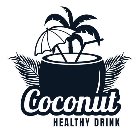 Plantilla de diseño de logotipo de bebida saludable de coco