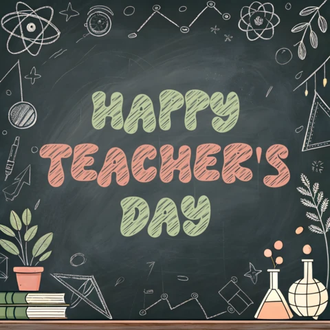 Chalkboard Style Happy Teacher's Day Design Template