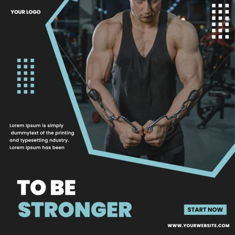 Fitness Center Geometric Instagram Post Design Template