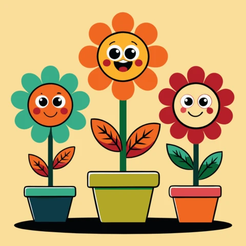 Modèle de fleur joyeuse pour l'artisanat des enfants