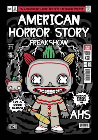 American Horror Story Cartoon Character Magazine Cover Design Template