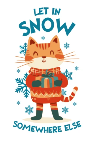 Plantilla de diseño de gato caprichoso para tarjetas de felicitación navideñas