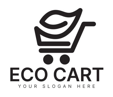 Modèle de conception de logo de panier écologique noir