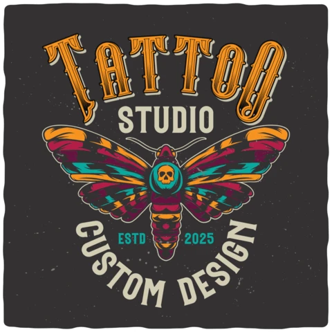Tatuaje personalizado mariposa colorida plantilla de diseño de camiseta
