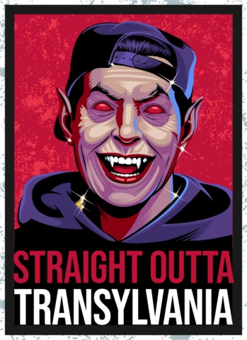 Modelo de design de camiseta de vampiro direto da Transilvânia