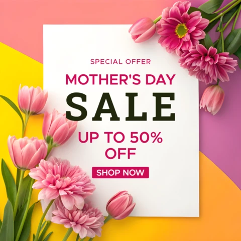 Plantilla de venta floral para el día de la madre - diseño brillante y colorido para promociones