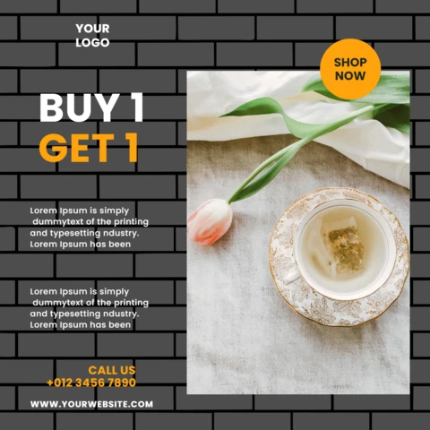Koop 1 krijg 1 koffie sale instagram post ontwerpsjabloon