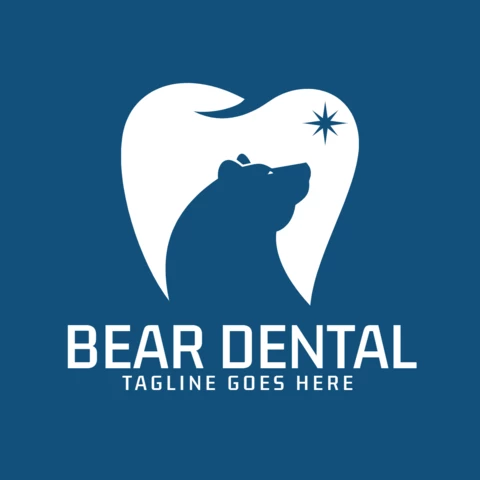 Bear Dental Care Logo Design Template