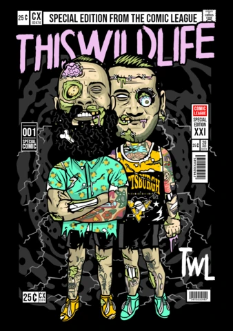 This Wild Life Zombie Cartoon Character Magazine Cover Design Template