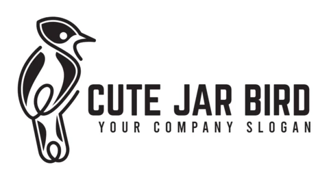 Cute Jar Bird Line Art Logo Design Template