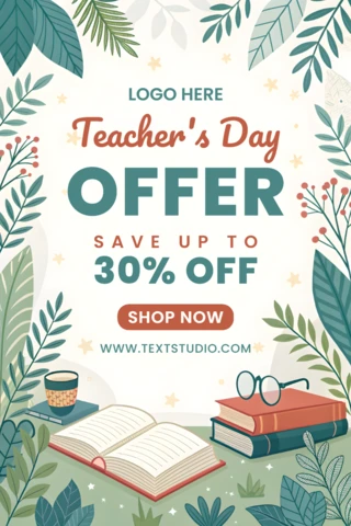 Botanical Teacher's Day Offer Template - Editable Floral Design for Promotions