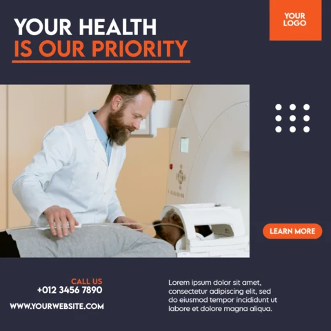 Plantilla de diseño para publicación en redes sociales de publicidad de atención médica
