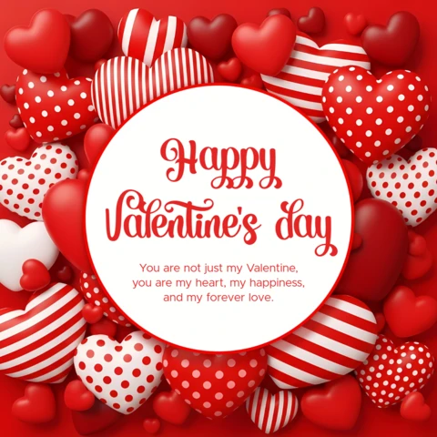 Valentine's Day with 3D Hearts Design Template for Greeting Cards