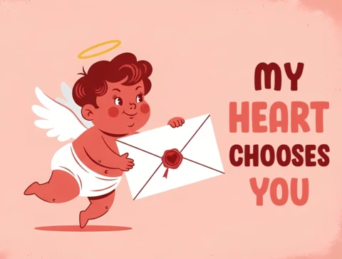 Plantilla de diseño retro de cupido para el día de San Valentín para tarjetas de felicitación