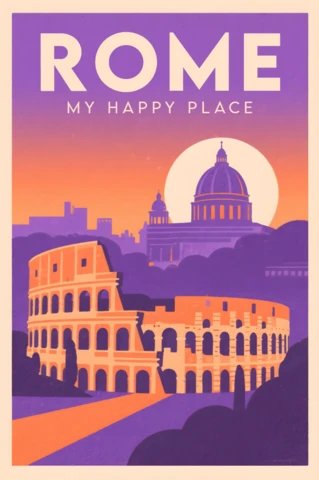 Retro Rome reisposter ontwerp sjabloon met Colosseum voor wandkunst