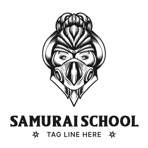 Samurai Girl Logo Design Template
