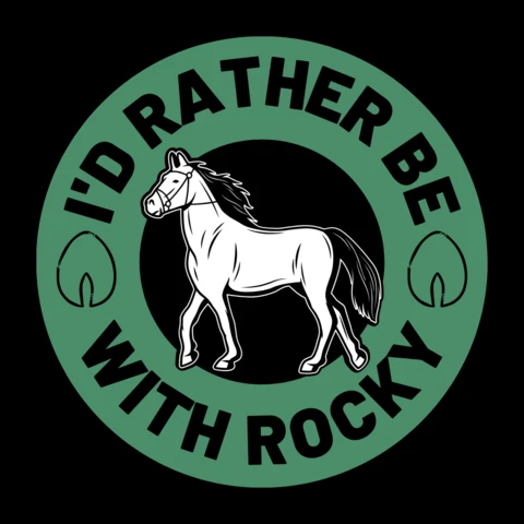 I'd Rather Be With Rocky White Horse Racing T-Shirt Design Template
