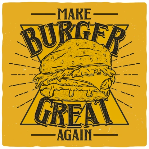 Шаблон дизайна футболки Make burger great again