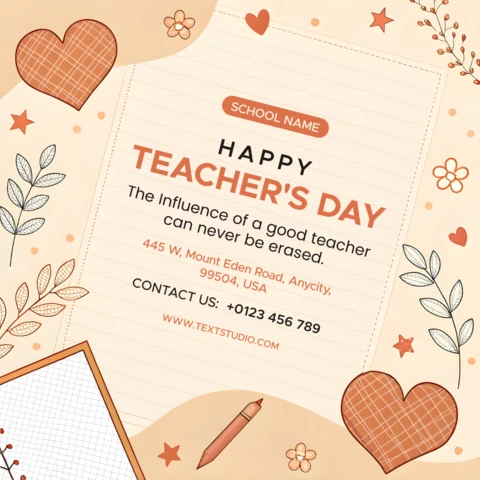 Editable Teacher's Day Celebration Template - Whimsical Floral Design