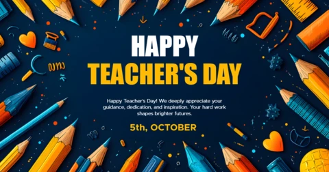 Colorful Teacher's Day Celebration Template Design for Editable Greetings
