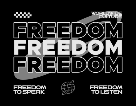 Bold Freedom Typography Design Template for Apparel and Merchandising