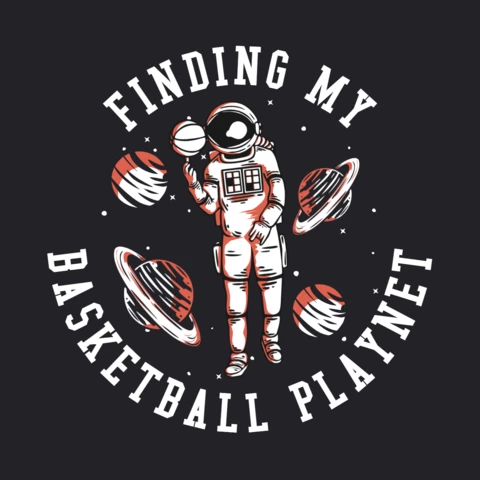 Astronaute jouant au basket-ball modèle de conception de t-shirt vintage