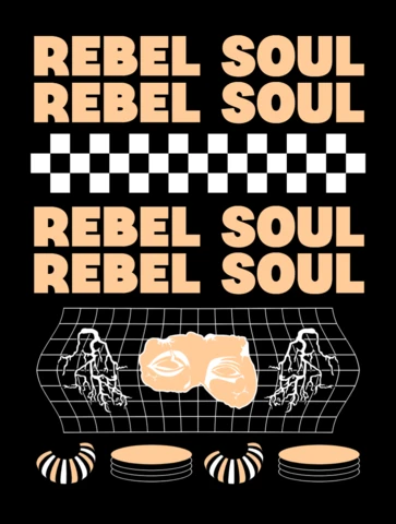 Rebel Soul Graphic Design Template with Retro Checkerboard and Abstract Elements