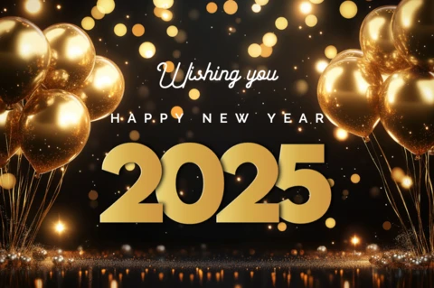 Ballons dorés bonne année 2025 vip carte de vœux modèle