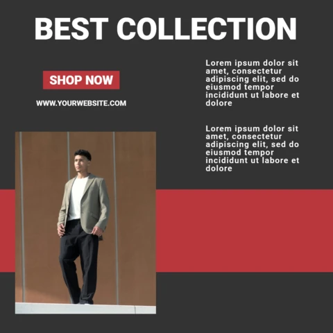 Modèle de conception de publication Instagram de mode masculine grise et rouge
