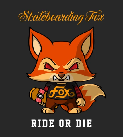 Skateboarding fox design Vorlage: Ride or Die Thema