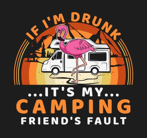 Modèle de t-shirt "Camping avec flamants roses"