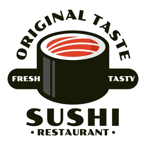Modèle de logo pour les sushis frais