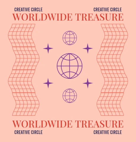 Modern Geometric Design Template for Worldwide Treasure Poster
