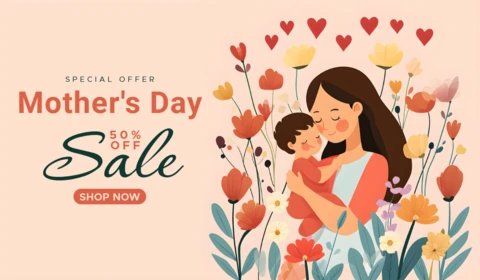 Diseño de plantilla de venta floral para el día de la madre - oferta especial