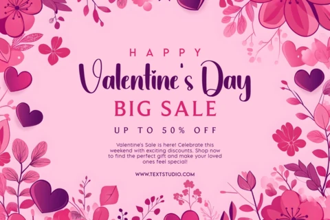 Modèle de conception pour les soldes de la Saint-Valentin - célébrez avec jusqu'à 50% de réduction !