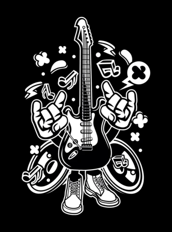 Electric Guitar Cartoon Character Design Template