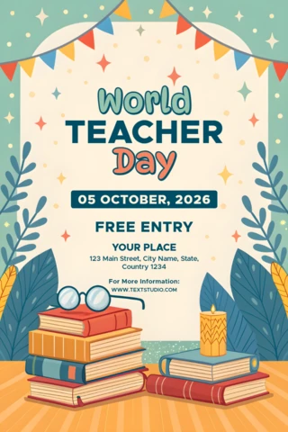 Vintage-Inspired World Teacher Day Celebration Template Design