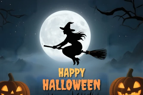 Halloween Witch Design Template for Spooky Party Invitations