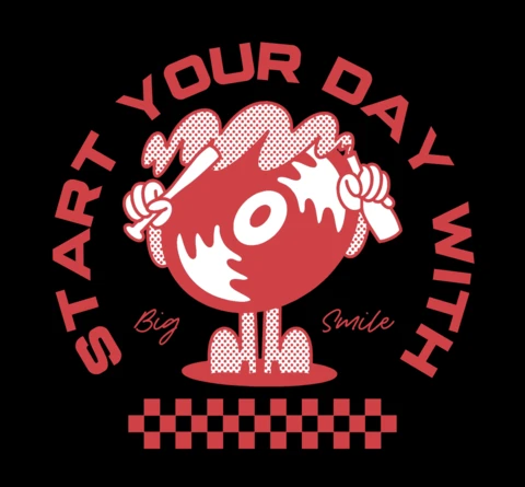 Start Your Day with a Big Smile Fun Cartoon Toothbrush T-Shirt Design Template