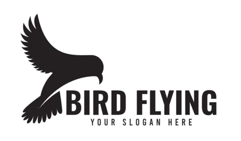 Flying Bird Logo Design Template Black