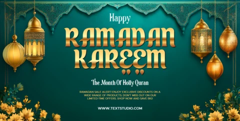 Elegant Ramadan Kareem Celebration Template Design with Lanterns and Floral Accents