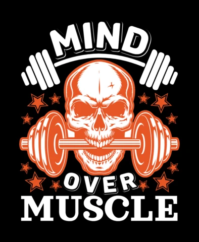 Mind Over Muscle Skull Motivation T-shirt Design Template