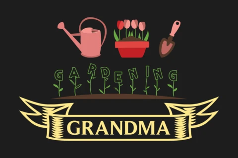Modelo de design de camiseta de jardinagem da vovó
