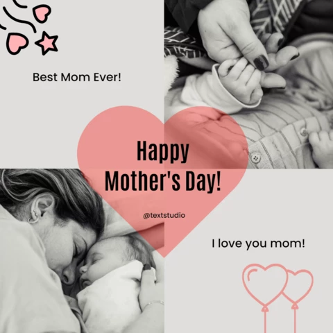 Colagem de fotos rosa e branco feliz dia das mães postagem no instagram