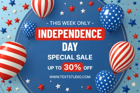 America Independence Day Sale Template with 3D Design