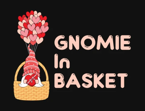 Gnomie In Basket Valentine Hearts T-Shirt Template