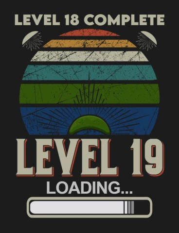 Vintage level 18 complete level 19 loading bar gaming t-shirt design template